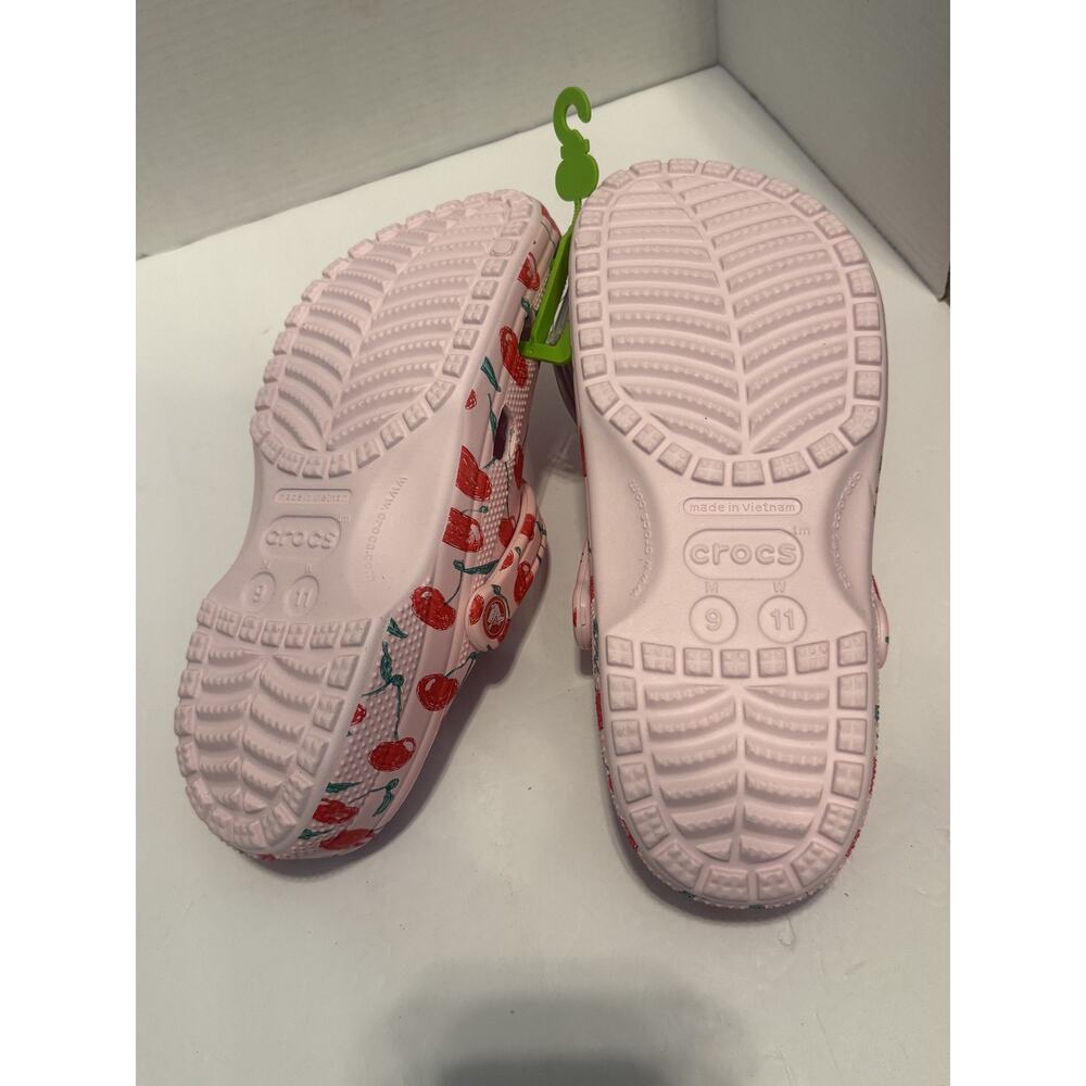 Crocs Classic Fresh Fruits Clog Shoes Womens Size 11 Pink Cherry Graphic Comfort - Picture 9 of 11